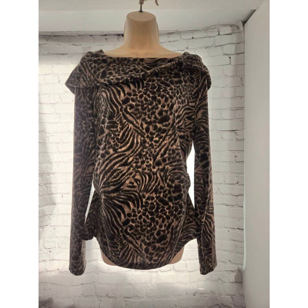 Rafaella Women's Size Large Leopard Print Blouse